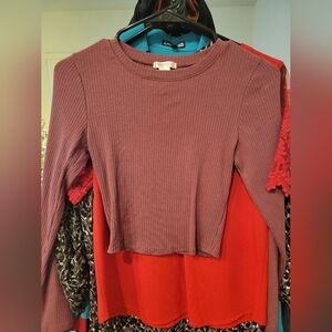 Boohoo Ribbed Purple Crop Top